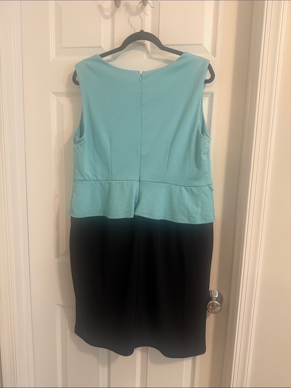 Cato Aqua and Black Sleeveless Peplum Midi Dress